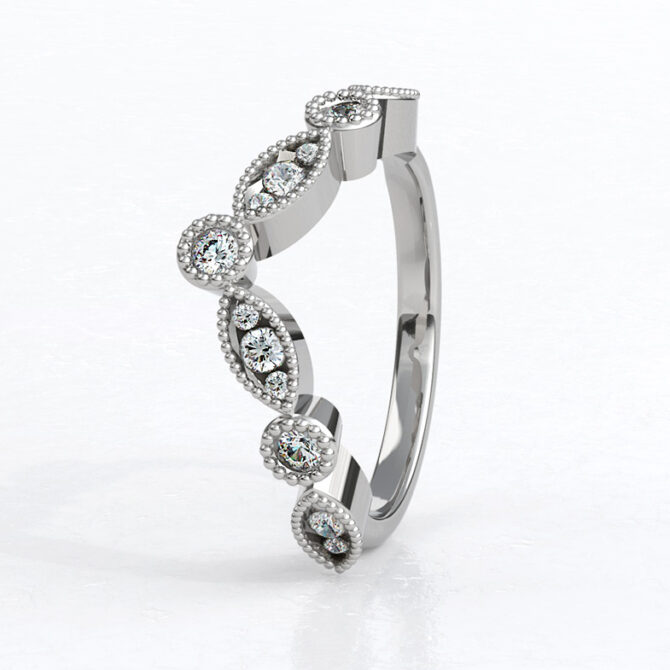 Custom made ladies v-shaped diamond set wedding ring - sb4653 v2 image 01
