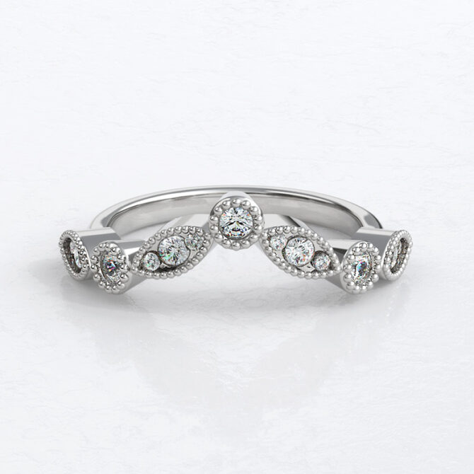 Custom made ladies v-shaped diamond set wedding ring - sb4653 v2 image 02