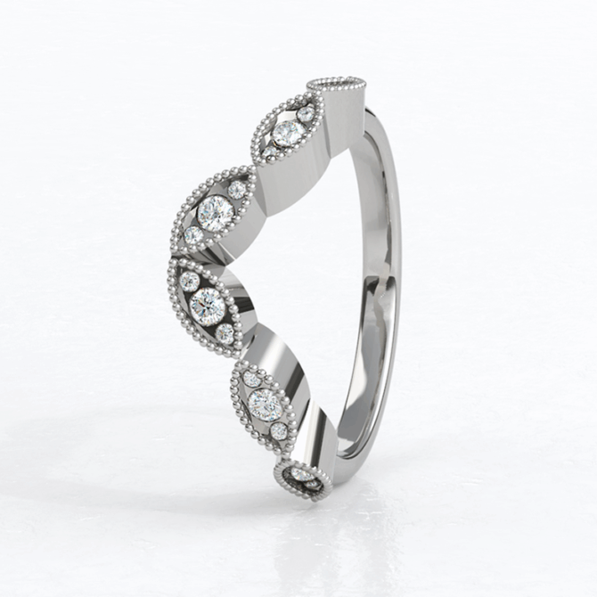 Custom made ladies v-shaped diamond set wedding ring - sb4653 v4 image 01