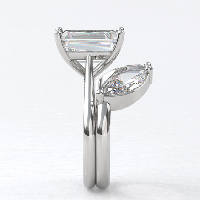 Custom made ladies v-shaped marquise diamond set wedding ring - sb4630 image 01