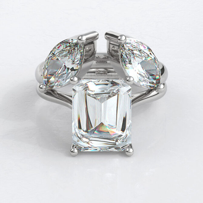 Custom made ladies v-shaped marquise diamond set wedding ring - sb4630 image 04
