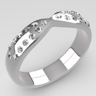 Custom made pinched diamond set wedding ring - SB4783 image 02