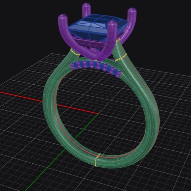 Custom made princess cut solitaire bridge set engagement ring - sb4905 image 02