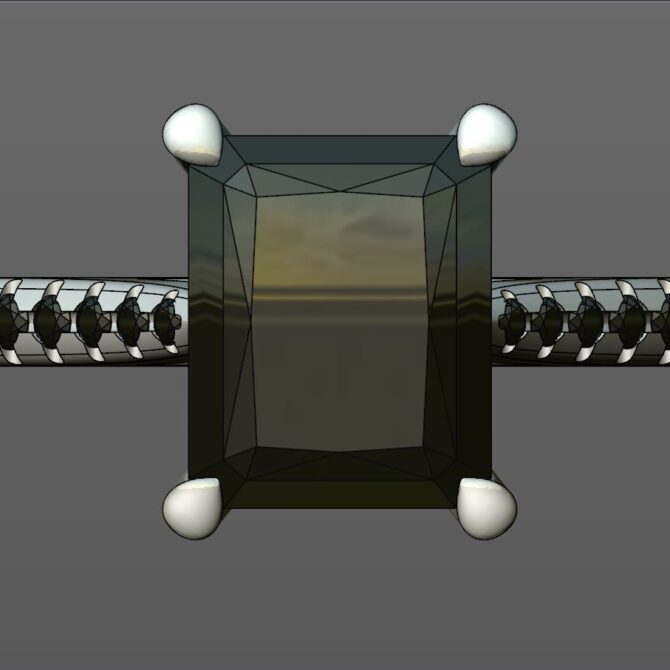 Custom made radiant side stone engagement ring - SB5031 image 1