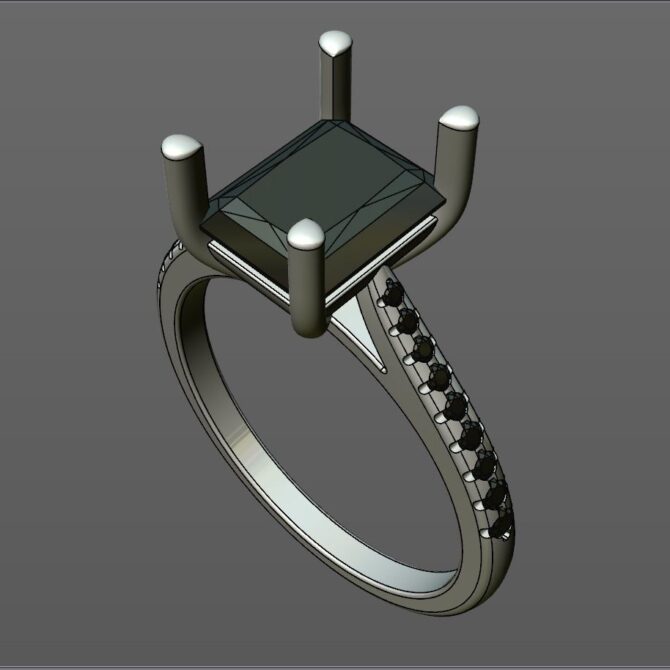 Custom made radiant side stone engagement ring - SB5031 image 2