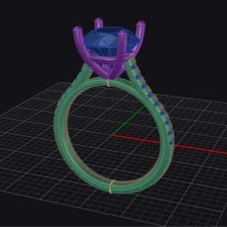 Custom made round 4 claw side stone engagement ring - SB4611 quick image 02