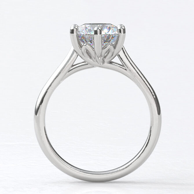 Custom made round 6 claw tulip solitaire engagement ring - sb4954v1 image 01