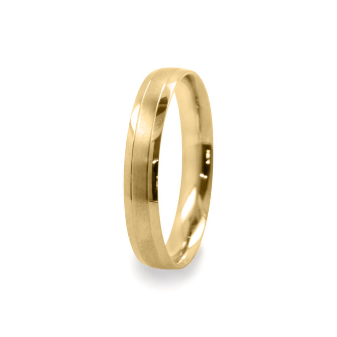 GWR2008 Gents Pattern Sides Polished Yellow Gold Wedding Ring