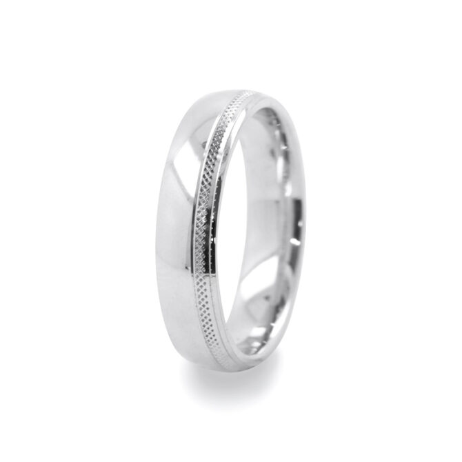 GWR2035 Gents Weave Effect Gents Palladium Platinum Wedding Ring