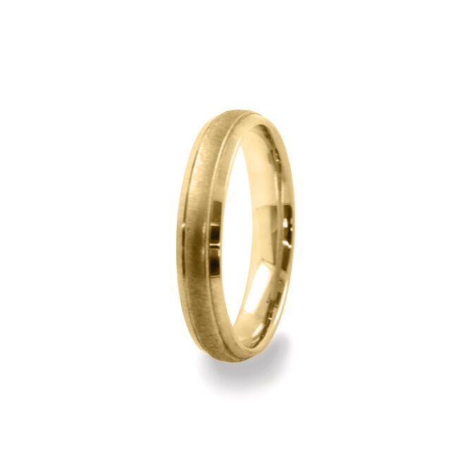 GWR2084 Gents Middle Brushed Yellow Gold Wedding Ring