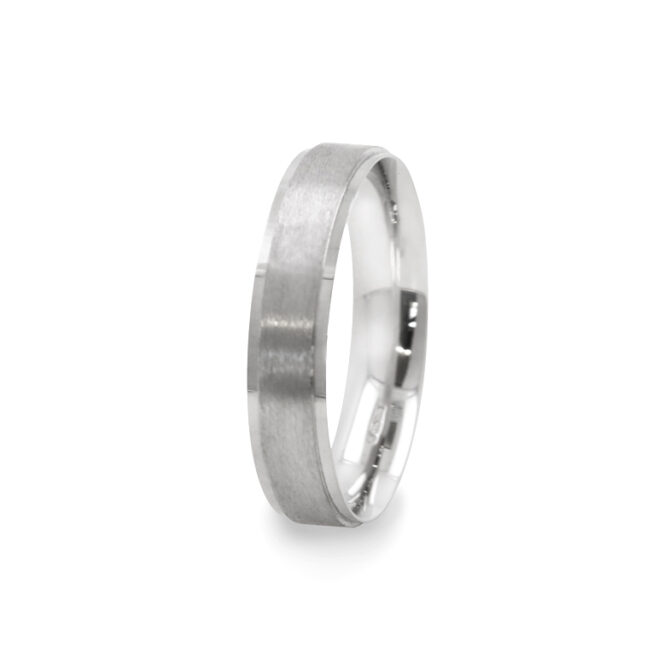 GWR2095 Gents Raised Brushed Platinum Palladium Wedding Ring