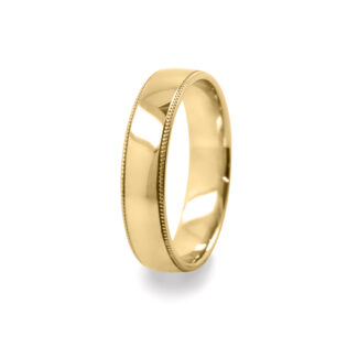GWR2096 Gents Sides Milgrain Effect Yellow Gold Wedding Ring