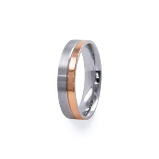 GWR3032 Gents 5mm 9k Rose Gold & Palladium Side Brushed Wedding Ring