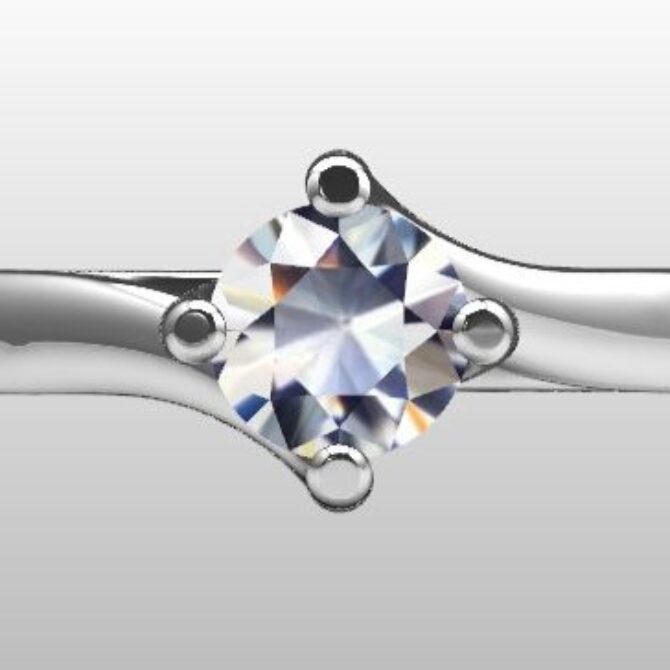 Custom Made Compass Style Round Cut Solitaire Engagement Ring SB3301 image 1