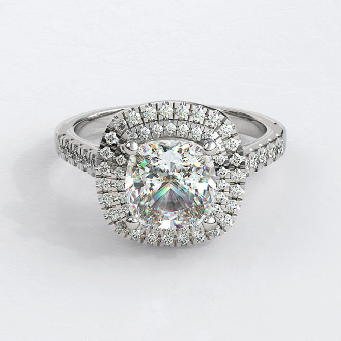 Custom Made Cushion Cut Side Stone Engagement Ring SB3744 image 1