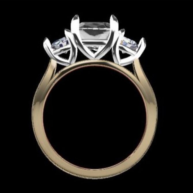 Custom Made Cushion Cut Three Stone Engagement Ring SB3737 image 3