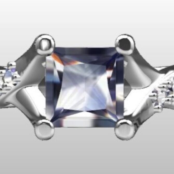 Custom Made Cushion Cut Twisted Side Stone SB3293 image 1