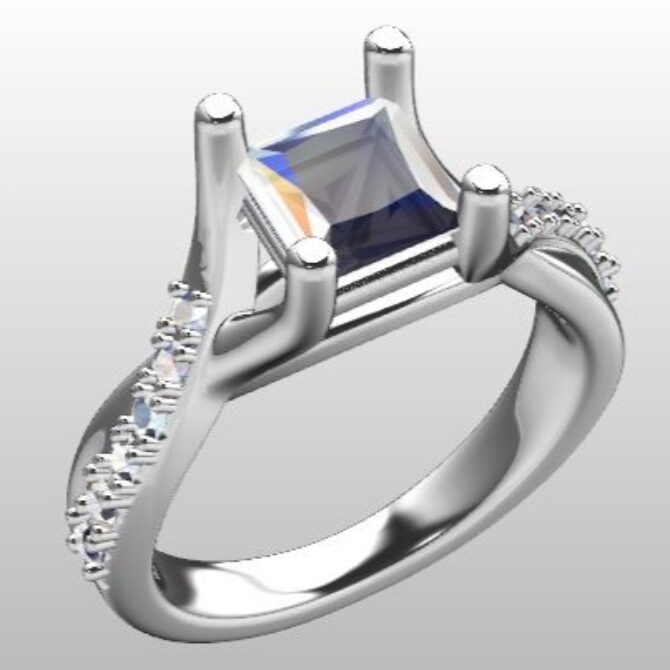 Custom Made Cushion Cut Twisted Side Stone SB3293 image 2