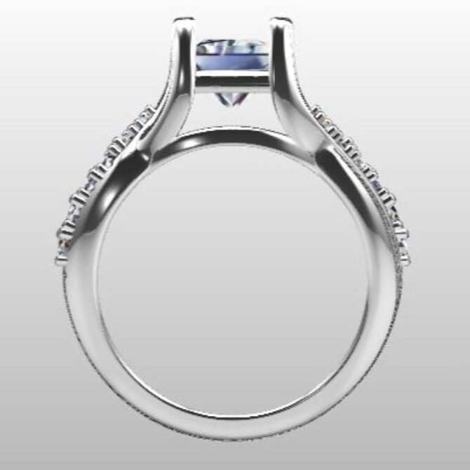 Custom Made Cushion Cut Twisted Side Stone SB3293 image 3
