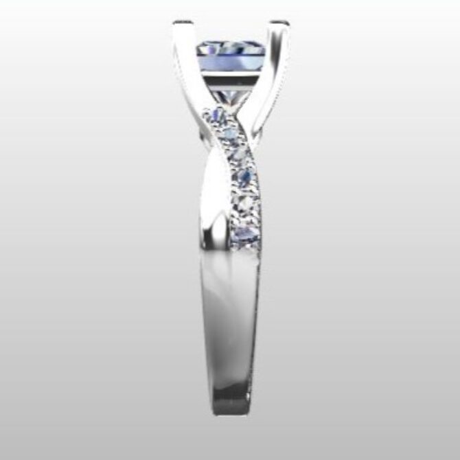 Custom Made Cushion Cut Twisted Side Stone SB3293 image 4