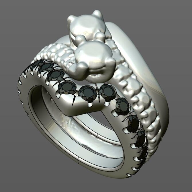 Custom Made Diamond Set Curved Wedding Ring SB3349 image 2