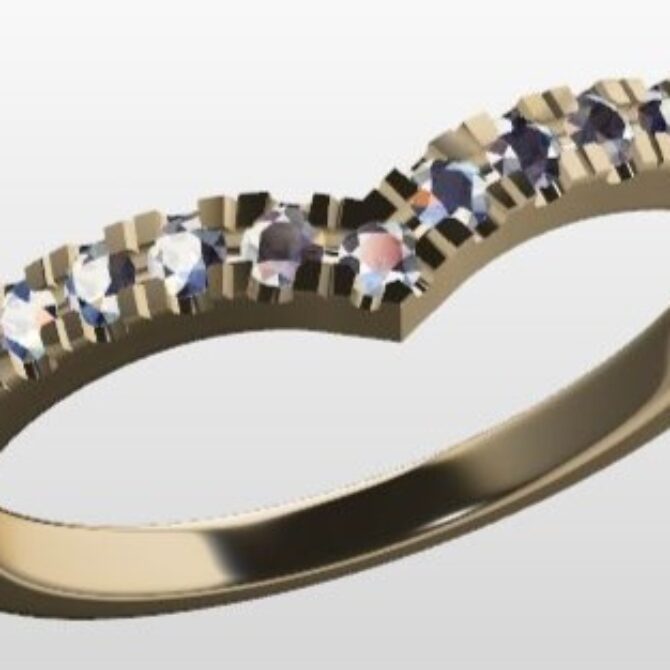 Custom Made Diamond Set V-Shape Wedding Ring SB3562 image 2