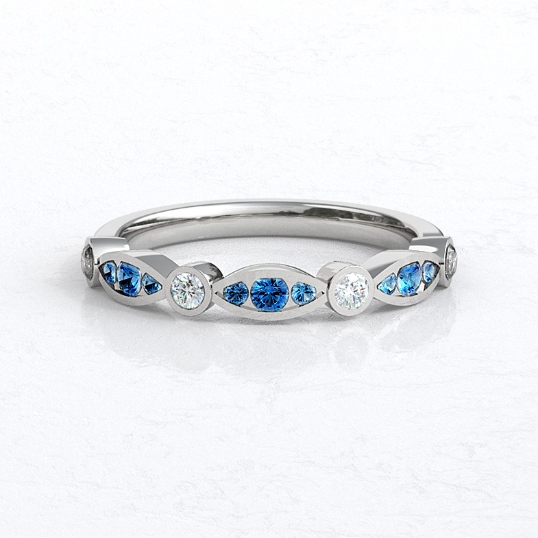 Bespoke Designed Diamond and Gemstone Wedding Ring SB3561