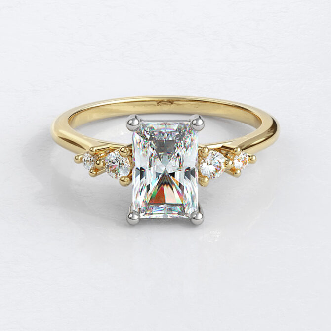 Custom Made Emerald Cut Side Stone Engagement Ring SB3363 image 1