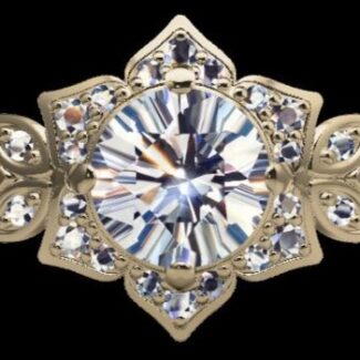 Custom Made Floral Design Halo Engagement Ring SB3442 image 1