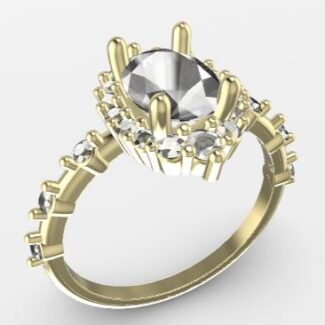 Custom Made Oval Cut Side Stone Engagement Ring SB3924V1 image 2
