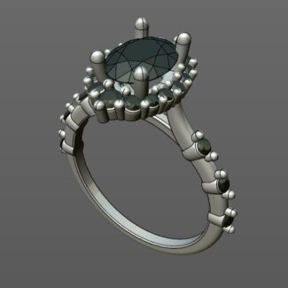 Custom Made Oval Cut Side Stone Engagement Ring SB3924V2 image 2