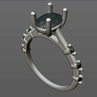 Custom Made Oval Cut Side Stone Engagement Ring SB3924V3 image 2
