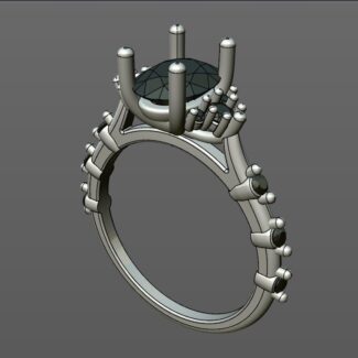 Custom Made Oval Cut Side Stone Engagement Ring SB3924V4 image 2