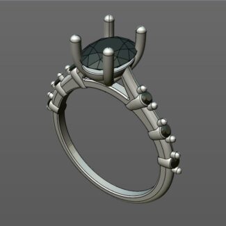Custom Made Oval Cut Side Stone Engagement Ring SB3924V5 image 2