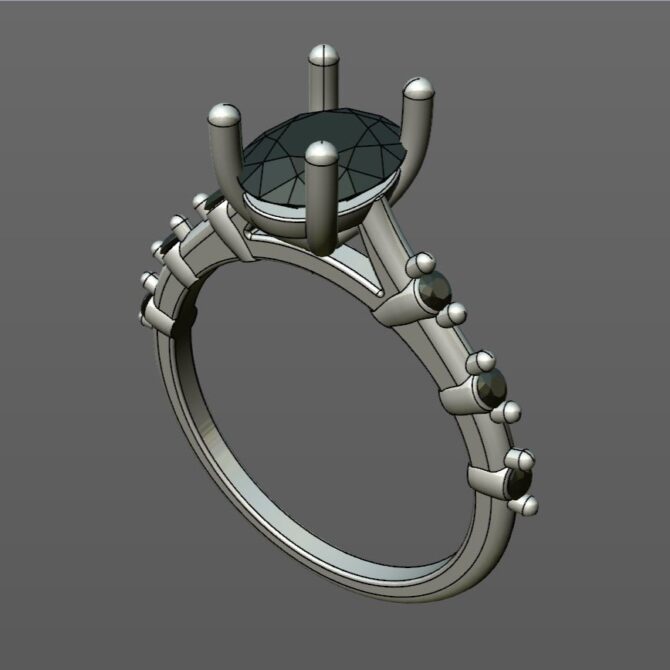 Custom Made Oval Cut Side Stone Engagement Ring SB3924V5 image 2