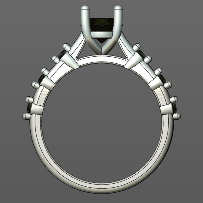 Custom Made Oval Cut Side Stone Engagement Ring SB3924V5 image 3