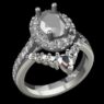 Custom Made Oval Cut Side Stone Engagement Ring and Diamond Set Wedding Ring SB3493 image 2