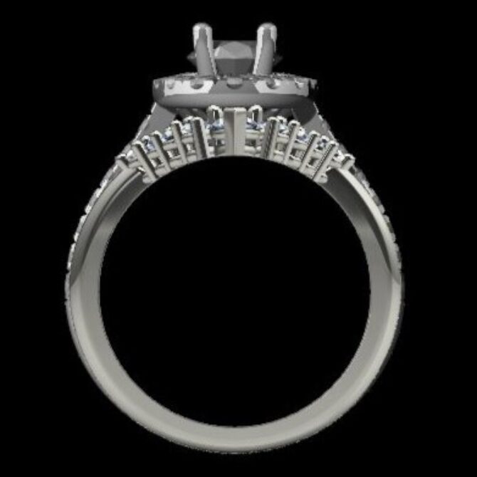 Custom Made Oval Cut Side Stone Engagement Ring and Diamond Set Wedding Ring SB3493 image 3