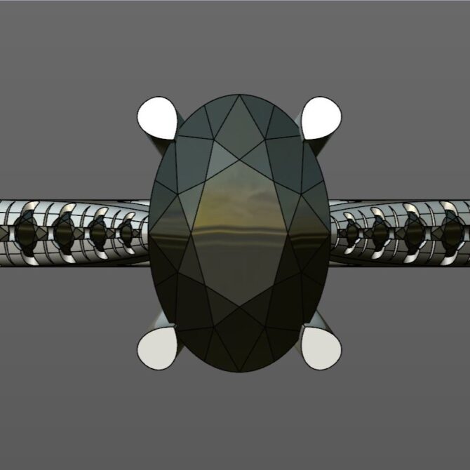 Custom Made Oval Side Stone Engagement Ring SB3949 image 1