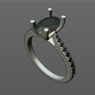 Custom Made Oval Side Stone Engagement Ring SB3949 image 2