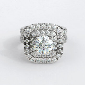 Custom Made Round Cut Double Halo Engagement Ring and Wedding Ring SB3464 image 1