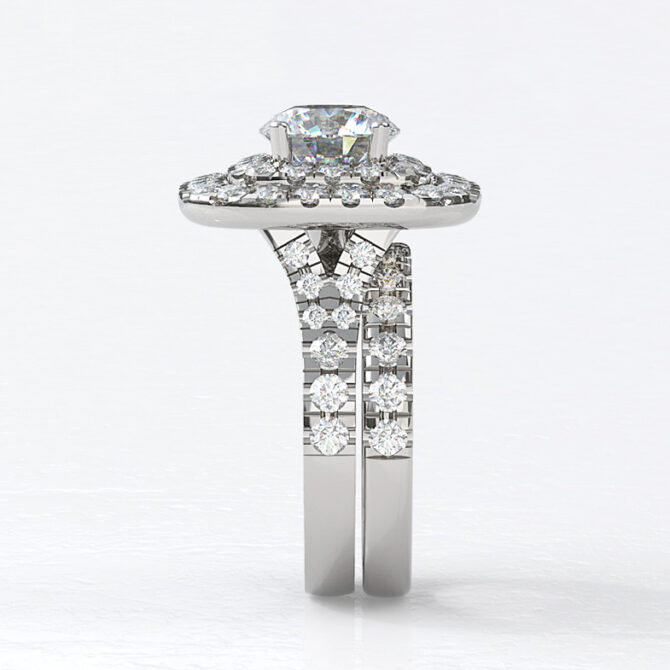 Custom Made Round Cut Double Halo Engagement Ring and Wedding Ring SB3464 image 2
