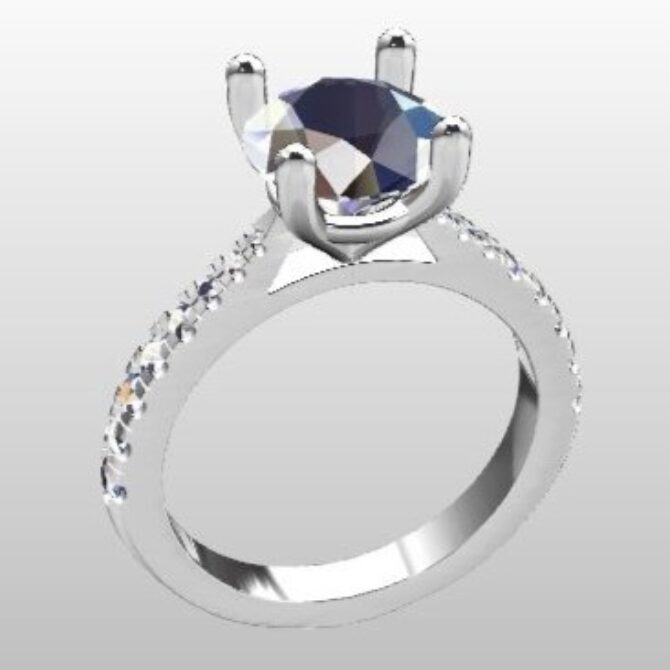 Custom Made Round Cut Side Stone Engagement Ring SB3394 image 2