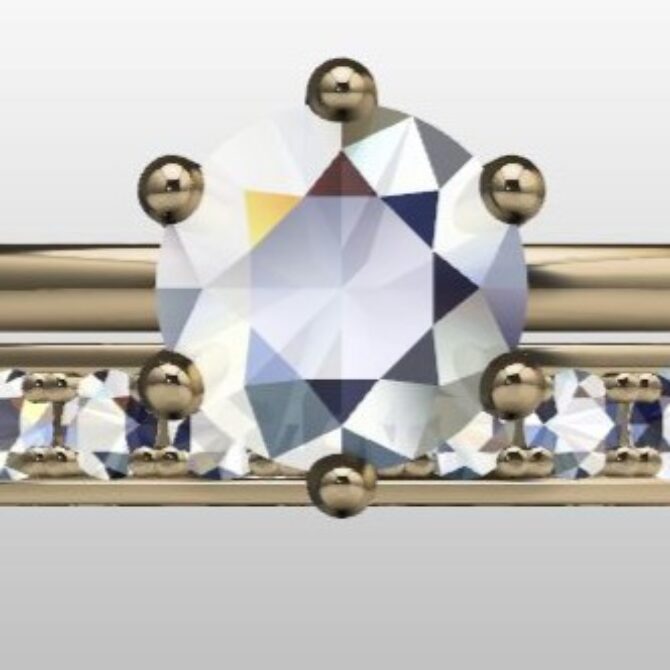 Custom Made Round Cut Solitaire Six-Claw Engagement Ring and Diamond Set Wedding Ring SB3438 image 1