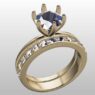 Custom Made Round Cut Solitaire Six-Claw Engagement Ring and Diamond Set Wedding Ring SB3438 image 2
