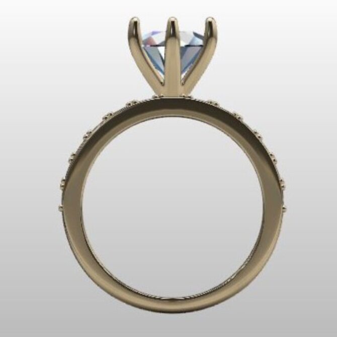 Custom Made Round Cut Solitaire Six-Claw Engagement Ring and Diamond Set Wedding Ring SB3438 image 3