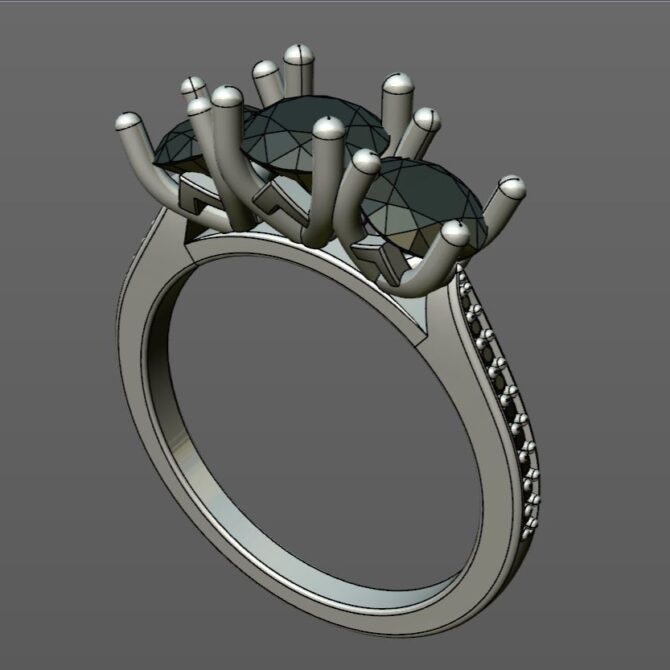 Custom Made Side Stone Engagement Ring SB3344 image 2