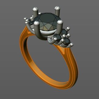 Custom Made Side Stone Engagement Ring SB3555 image 2