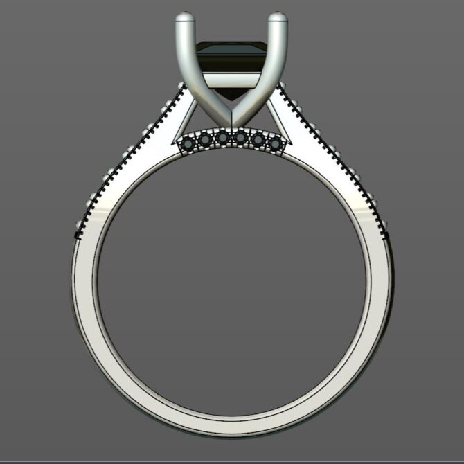 Custom Made Side Stone Engagement Ring with Diamond Set Bridge SB3901 image 2