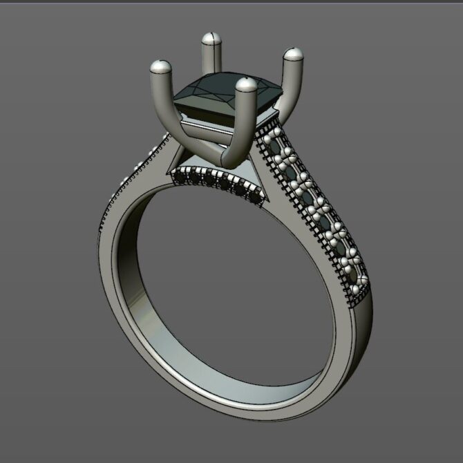 Custom Made Side Stone Engagement Ring with Diamond Set Bridge SB3901 image 3